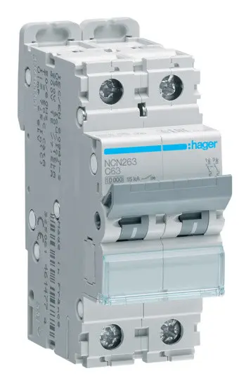 Автоматичний вимикач NCN263 (2р, С, 63А) Hager