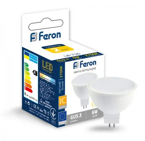 Світлодіодна лампа Feron 5039 LB-716 6Вт 2700К MR16 G5.3 - фото №1 Світлодіодна лампа Feron 5039 LB-716 6Вт 2700К MR16 G5.3 - фото №1