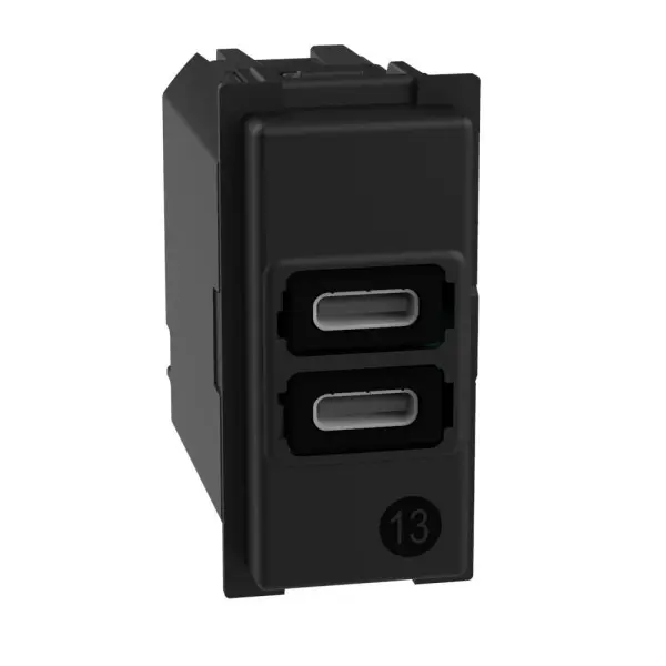 Механизм зарядного устройства USB 2 разъем тип - C/C 15 Вт/3000мА 1 модуль Bticino Living Now K4191CC