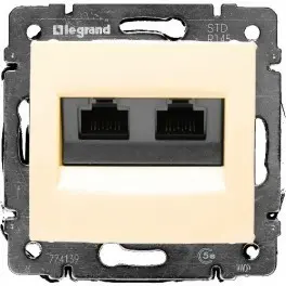 Механизм розетки компьютерной 2xRJ-45 UTP Cat.5e Valena без захватов слоновая кость - фото №1 Механизм розетки компьютерной 2xRJ-45 UTP Cat.5e Valena без захватов слоновая кость - фото №1