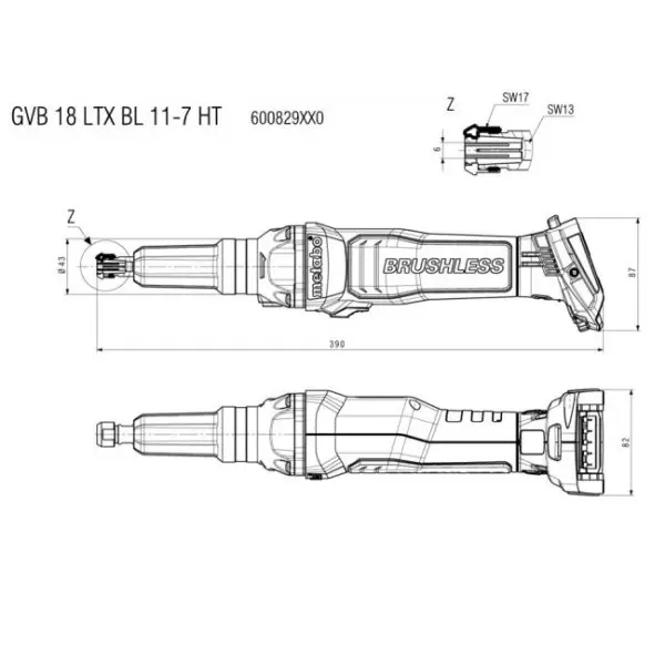 Аккумуляторная прямошлифмашина Metabo GVB 18 LTX BL 11-7 HT с регулировкой оборотов с быстрым тормозом и бесщеточным двигателем (600829850) - фото №1 Аккумуляторная прямошлифмашина Metabo GVB 18 LTX BL 11-7 HT с регулировкой оборотов с быстрым тормозом и бесщеточным двигателем (600829850) - фото №1