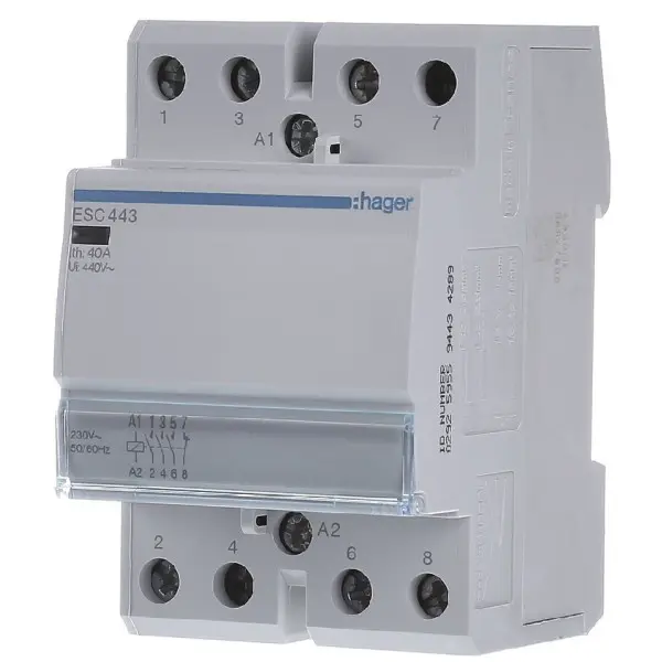 Контактор 40A ESC443 (3НТ+1НЗ, 230В) 3м Hager