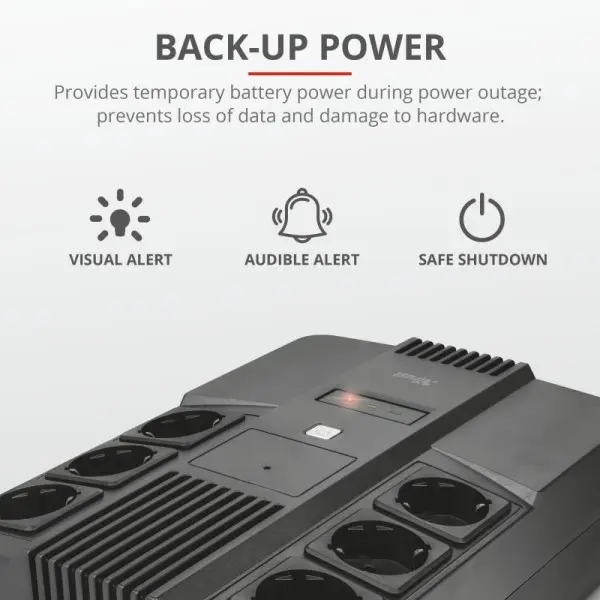 Источник бесперебойного питания Trust 23326_TRUST Maxxon 800ВА UPS with 6 standard wall power outlets BLACK - фото №7 Источник бесперебойного питания Trust 23326_TRUST Maxxon 800ВА UPS with 6 standard wall power outlets BLACK - фото №7
