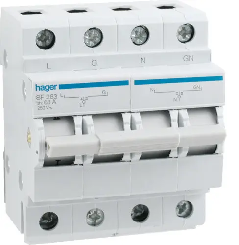 Перемикач Hager SF263 I-0-II 1+N 63А/230В 4м Перемикач Hager SF263 I-0-II 1+N 63А/230В 4м