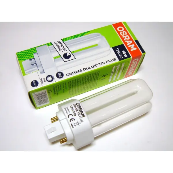 КЛЛ Osram Dulux T/E 18W/840 GX24Q-2 (4050300342221) - фото №2 КЛЛ Osram Dulux T/E 18W/840 GX24Q-2 (4050300342221) - фото №2