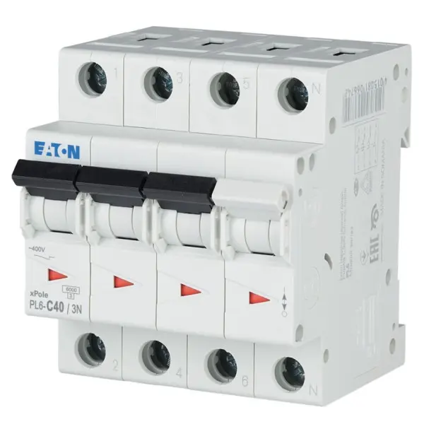Автоматический выключатель Eaton PL6-C40/3N 6кА 40A - фото №2