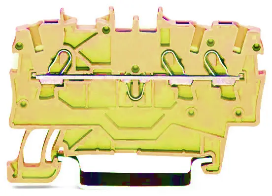 Проходная клемма Wago 2000-1306 для DIN-рейки 35х15 и 35х7,5 Push-in Cage Clamp® Ex e II 1мм² (желтая)