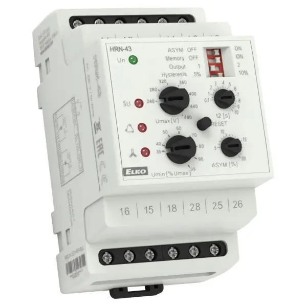 Реле контролю Elko-Ep фаз HRN-43/UNI AC/DC 24-240В Реле контролю Elko-Ep фаз HRN-43/UNI AC/DC 24-240В