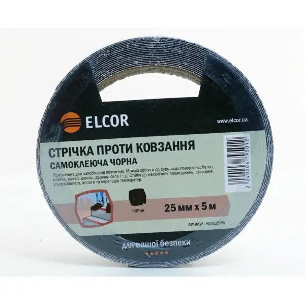 Самоклеюча антиковзна стрічка Elcor 40206795 NUSL255b 25мм (5м) чорна - фото №1