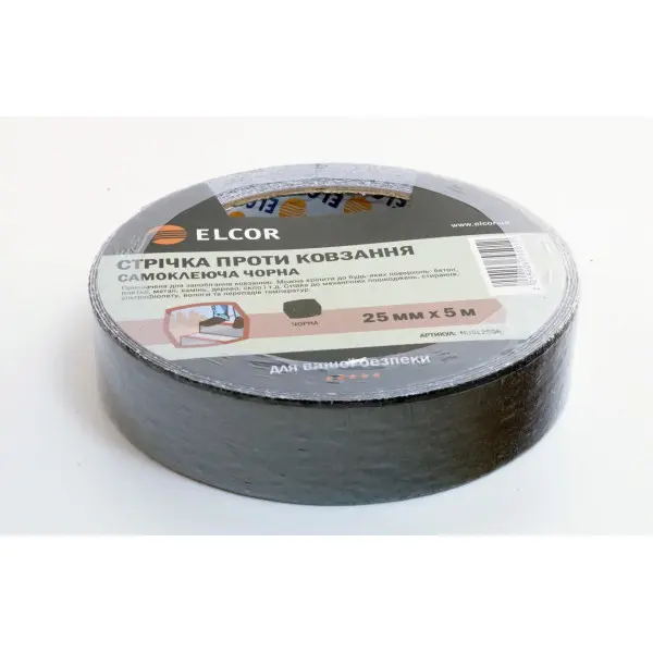 Самоклеюча антиковзна стрічка Elcor 40206795 NUSL255b 25мм (5м) чорна - фото №4