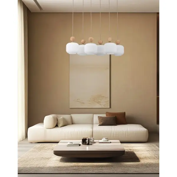 Подвесной светильник, люстра TK Lighting 11052 Ballo E14 6x10W IP20 бежевый - фото №1 Подвесной светильник, люстра TK Lighting 11052 Ballo E14 6x10W IP20 бежевый - фото №1