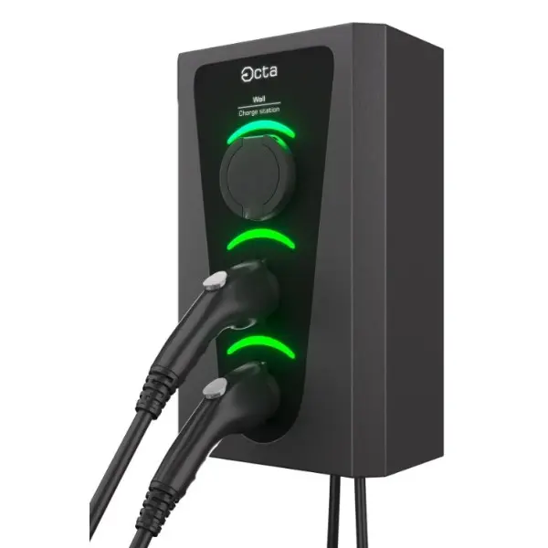 Бытовая зарядная станция Octa Energy W322-S-C1-C1 Wall на 22кВт (розетка 1ф + Type 1 + Type 1) - фото №2