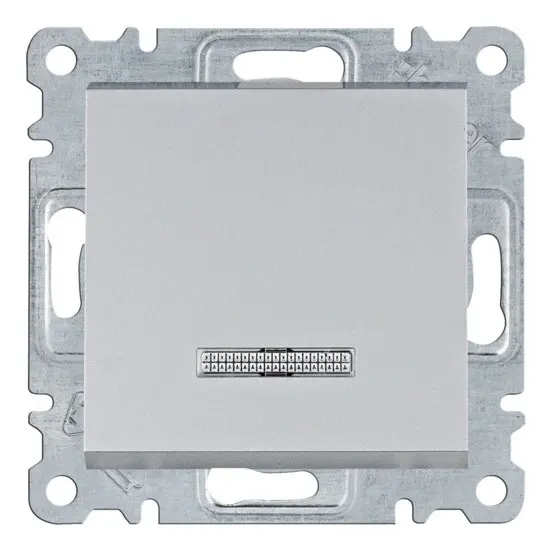 Універсальний вимикач Hager WL0222 Lumina 10АХ/230В з підсвічуванням (сріблястий)