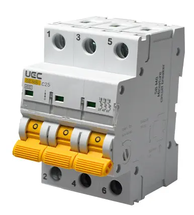 Автоматический выключатель UEC SB-M8 3P 25A C 4,5кA (MCB45-3-025-C)
