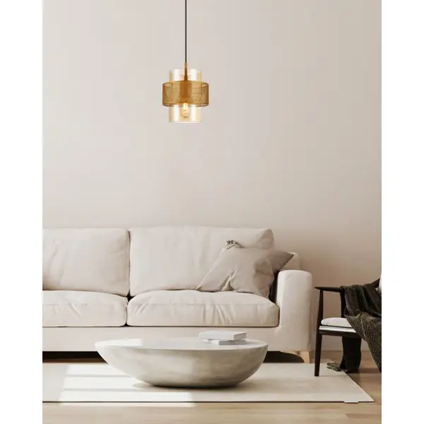 Подвесной светильник, люстра Italux PND-22132-1S-GD-AMB Vinoti E27 1x40W IP20 золотой - фото №1