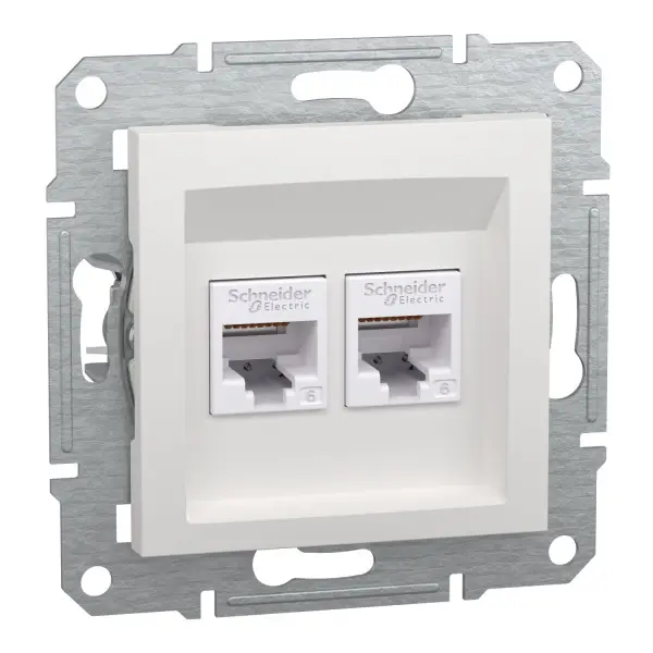 Комп'ютерна розетка RJ45 подвійна UTP cat.6 Schneider Electric Asfora без рамки біла (EPH4870121)