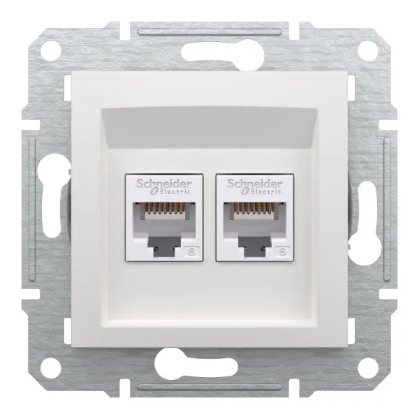 Комп'ютерна розетка RJ45 подвійна UTP cat.6 Schneider Electric Asfora без рамки біла (EPH4870121) - фото №3