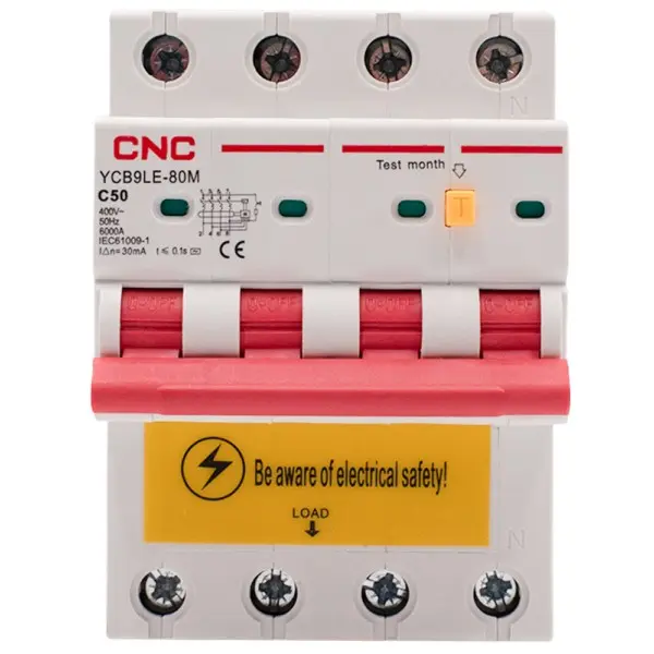 Диференційний вимикач CNC YCB9LE-80M C50А 3Р+N 6кА 30мА (Б00044026) - фото №1