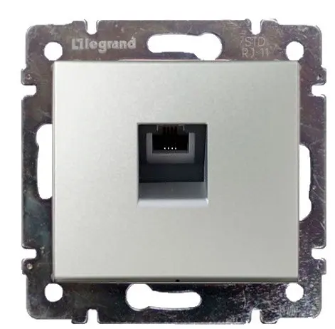 Механизм розетки телефонной RJ-11 Valena алюминий Механизм розетки телефонной RJ-11 Valena алюминий