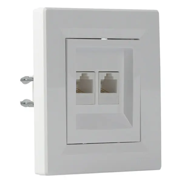 Розетка компьютерная RJ45 кат.6 UTP двойная белая Asfora, EPH4800121 - фото №1