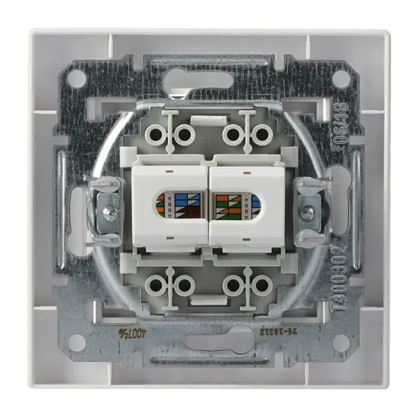 Розетка компьютерная RJ45 кат.6 UTP двойная белая Asfora, EPH4800121 - фото №4