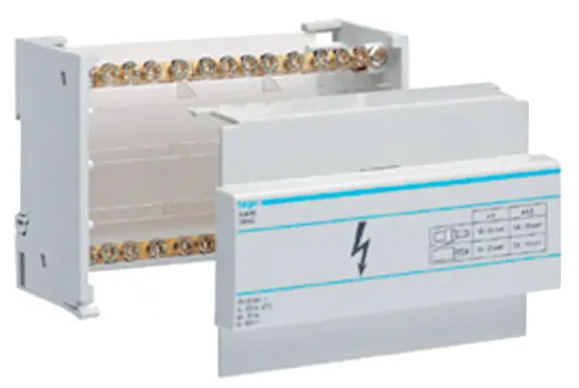 Блок розгалужувач Hager 100A (вхід 1х35мм2; вихід 1х25мм2+10х16мм2)