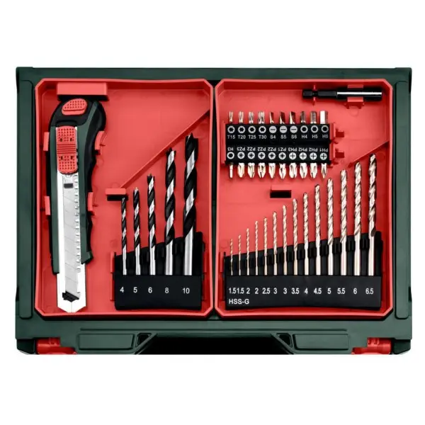 Акумуляторний безударний дриль-шуруповерт Metabo PowerMaxx BS Basic 12В 2x2,0Аг з набором аксесуарів 41шт (600080710) - фото №2