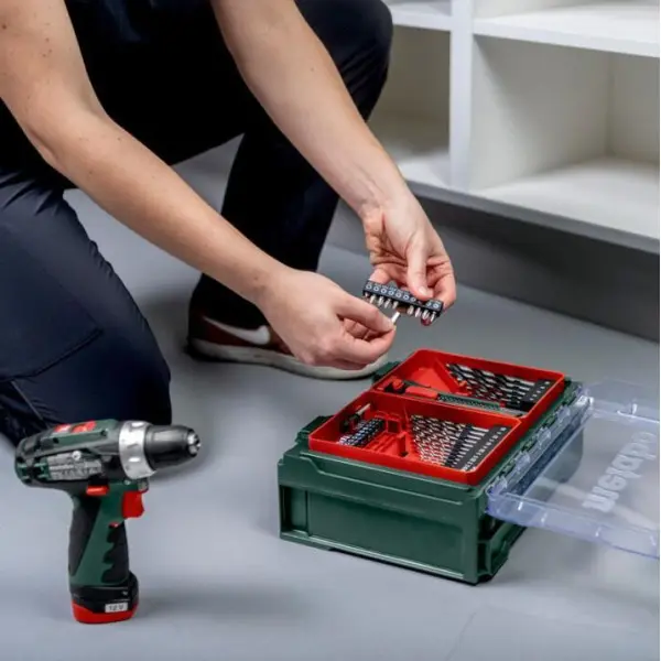 Акумуляторний безударний дриль-шуруповерт Metabo PowerMaxx BS Basic 12В 2x2,0Аг з набором аксесуарів 41шт (600080710) - фото №4