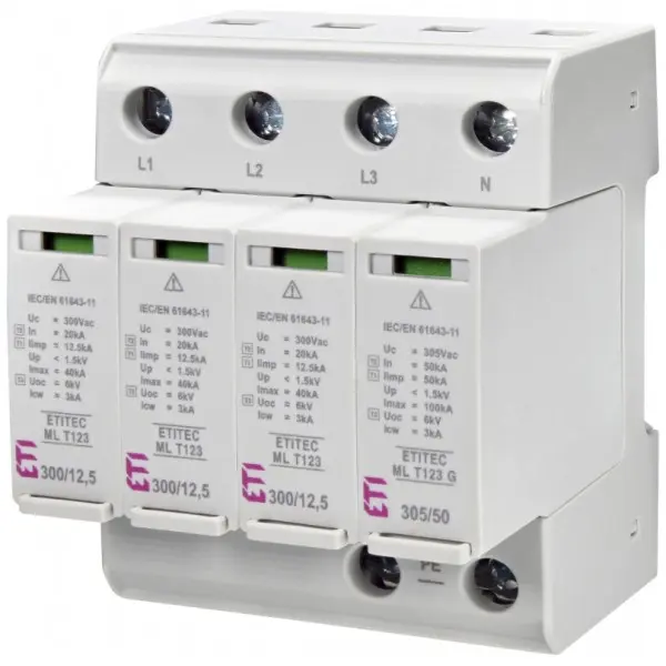 Обмежувач перенапруги ETITEC ML T123 300/12,5 3+1 4p TT (2440671)