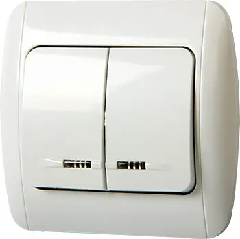 Двоклавішний вимикач E.Next e.install.stand.812L+f.cer з підсвіткою (s035041c)
