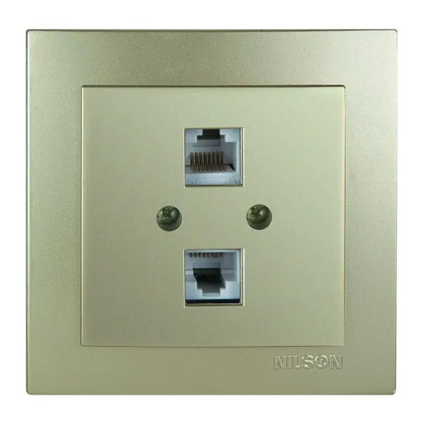 Розетка Nilson Touran золото компьютерная 2-я CAT5e RJ45 ( 24151046 )