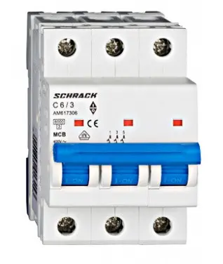 Автоматичний вимикач 6А 3P 6кА, Schrack Technik
