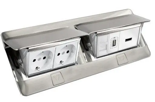 Лючок із висувним блоком Legrand 54013 8М (алюміній)