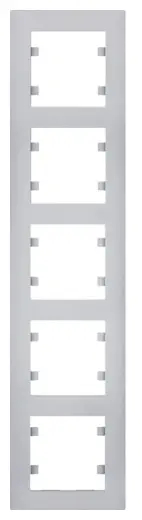 Вертикальная пятиместная рамка Hager WL5652 Lumina-Intense 5X (серебристая)