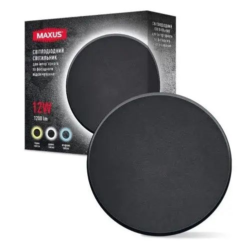 Накладной светильник Maxus MWL 12Вт 3000/4100/6500К IP65 BL Circle (1-MWL-12W-BLC) - фото №4