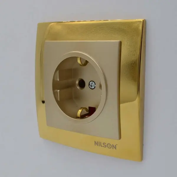 Розетка Nilson Touran золото 1-на з заземленням ( 24151017 ) - фото №5