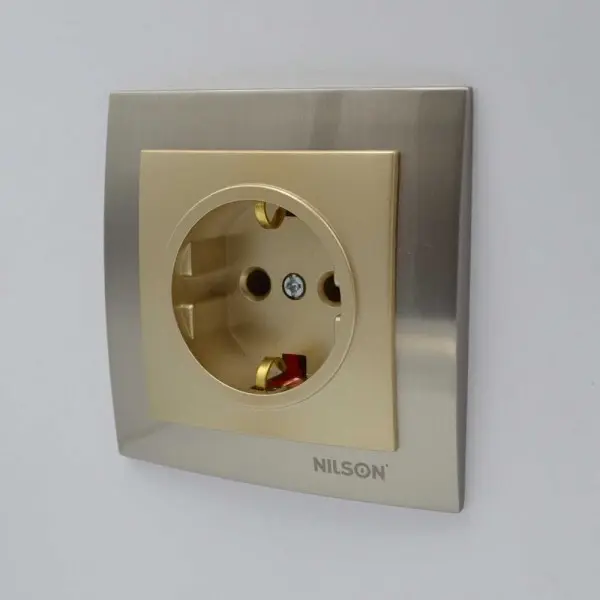 Розетка Nilson Touran золото 1-на з заземленням ( 24151017 ) - фото №6