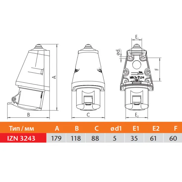 Настенный разъем Sez IZN3243 - фото №7
