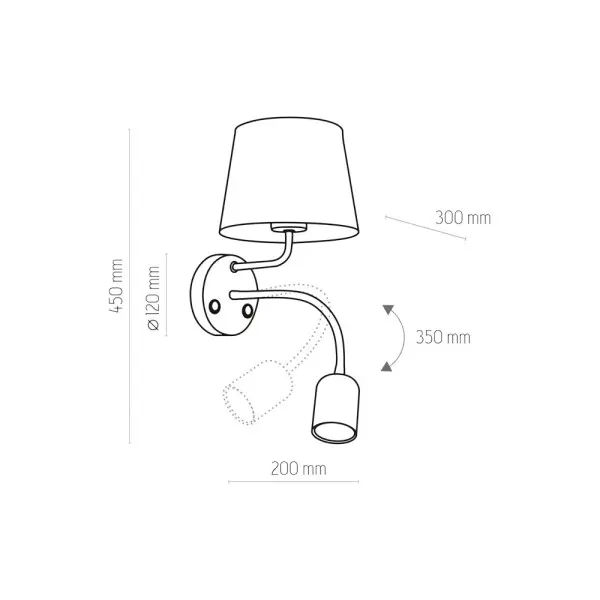 Бра, настінний світильник TK Lighting 2537 Maja E27+GU10 1+1x15W+8W IP20 чорний - фото №3