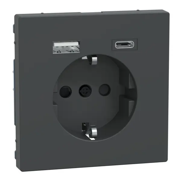 Розетка Schneider Electric D-Life MTN2367-6034 16А USB/Type-C 3А антрацит