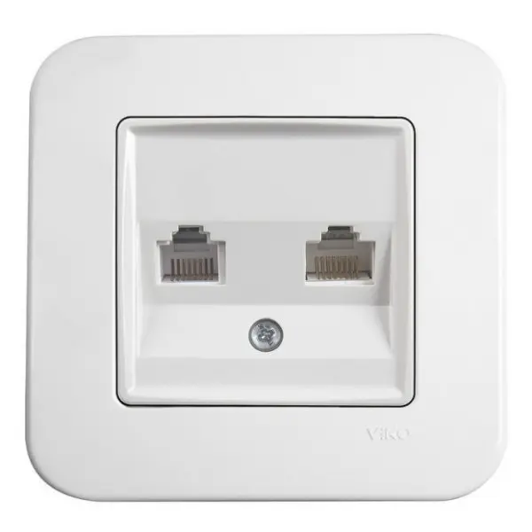 Розетка компьютерная 2XRJ45 белая VIKO Rollina