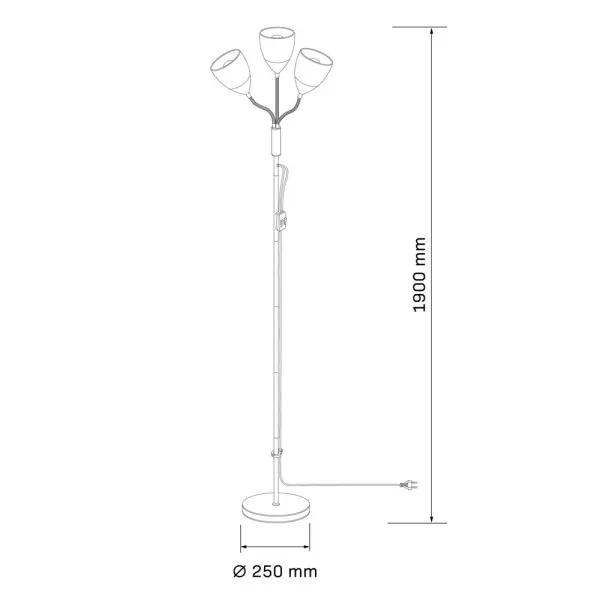 Торшер Goldlux 330673 Tulip E27 3x20W IP20 чорний - фото №4 Торшер Goldlux 330673 Tulip E27 3x20W IP20 чорний - фото №4