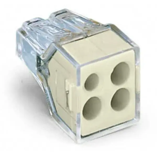 Клемний з'єднувач Wago 773-124 Push Wire® у прозорому корпусі та світло-сірою кришкою