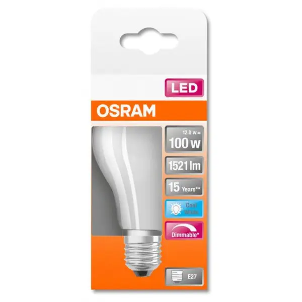 Диммована лампа Osram LED SCL A100D 12W/840 230V GL FR E27 FS1 (4058075434707) - фото №1 Диммована лампа Osram LED SCL A100D 12W/840 230V GL FR E27 FS1 (4058075434707) - фото №1