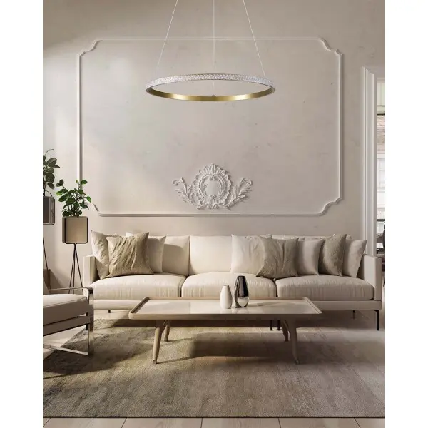 Подвесной светильник Goldlux 338204 Diana LED 1x25W 4000K 3400Lm IP20 золотой - фото №1