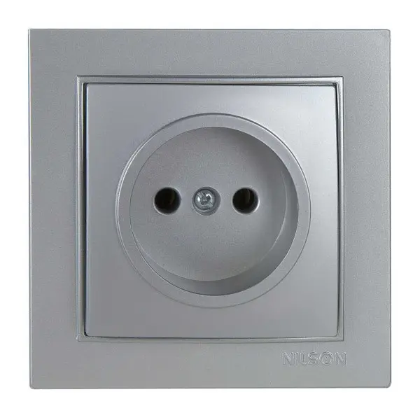 Розетка Nilson Thor серебро 1-я без заземления ( 27131015 )