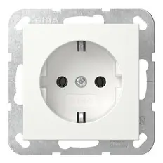 Розетка Gira System 55 с заземляющим контактом белая глянцевая (418803) Розетка Gira System 55 с заземляющим контактом белая глянцевая (418803)
