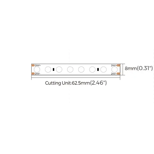 LED лента COLORS Chip-24V-IP20 9.6W 870Lm 3000K 5м (PD128-24V-8mm-WW) - фото №1