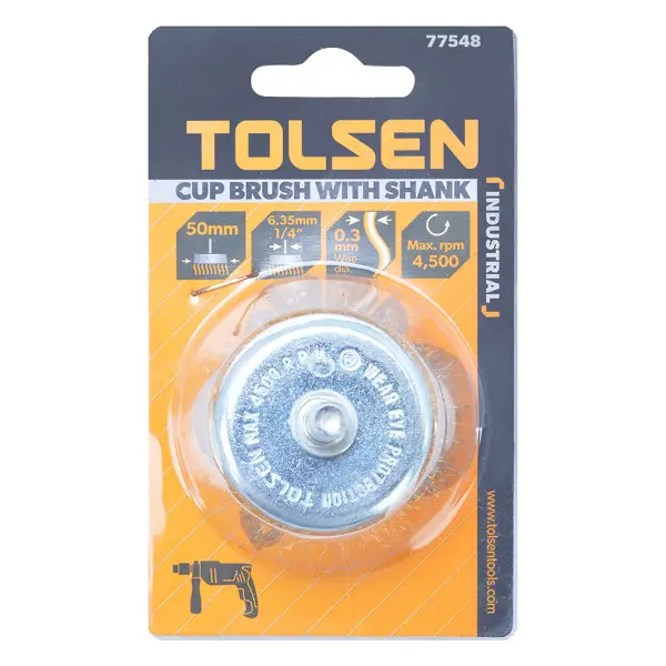 Щетка чашка Tolsen (77548) 50х6.4мм из гофрированной латунированной проволоки 0.3мм - фото №4 Щетка чашка Tolsen (77548) 50х6.4мм из гофрированной латунированной проволоки 0.3мм - фото №4