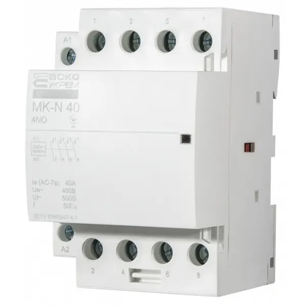 Модульный контактор Аско-Укрем MK-N 4P 40A 4NO (A0040030033) - фото №3 Модульный контактор Аско-Укрем MK-N 4P 40A 4NO (A0040030033) - фото №3